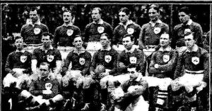 The Irish Rugby team which faced Scotland in 1914. Jack Parr, back row fourth from the left 