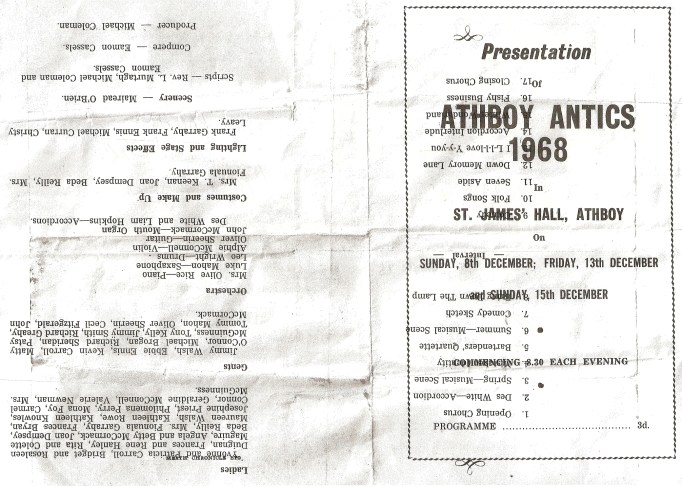 A programme from the 1968 "Athboy Antics".